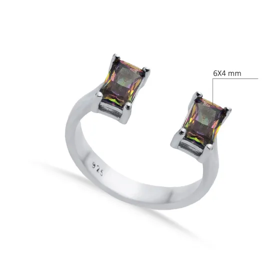 Mystic Topaz Rectangle Adjustable Sterling Silver Ring Mystic Topaz Rectangle Adjustable Sterling Silver Ring