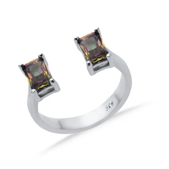 Mystic Topaz Rectangle Adjustable Sterling Silver Ring Mystic Topaz Rectangle Adjustable Sterling Silver Ring