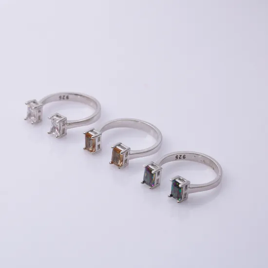 Mystic Topaz Rectangle Adjustable Sterling Silver Ring Mystic Topaz Rectangle Adjustable Sterling Silver Ring