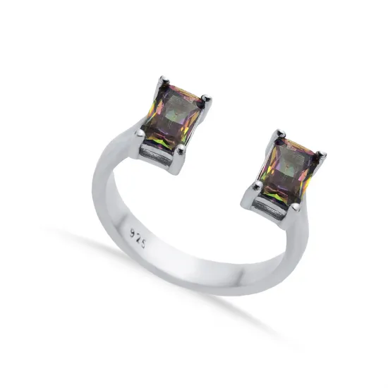 Mystic Topaz Rectangle Adjustable Sterling Silver Ring Mystic Topaz Rectangle Adjustable Sterling Silver Ring