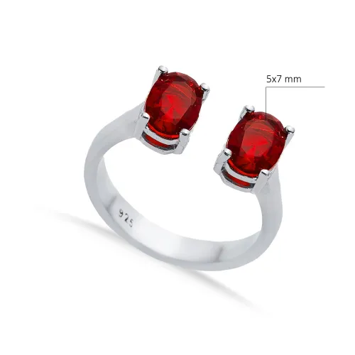 Garnet CZ Oval Adjustable 925 Sterling Silver Ring Garnet CZ Oval Adjustable 925 Sterling Silver Ring