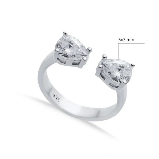 Pear White CZ Adjustable 925 Sterling Silver Ring Pear White CZ Adjustable 925 Sterling Silver Ring
