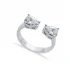Pear White CZ Adjustable 925 Sterling Silver Ring