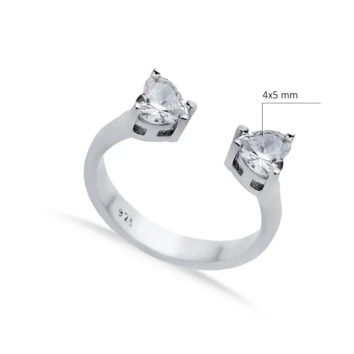 Heart White CZ Adjustable 925 Sterling Silver Ring Heart White CZ Adjustable 925 Sterling Silver Ring