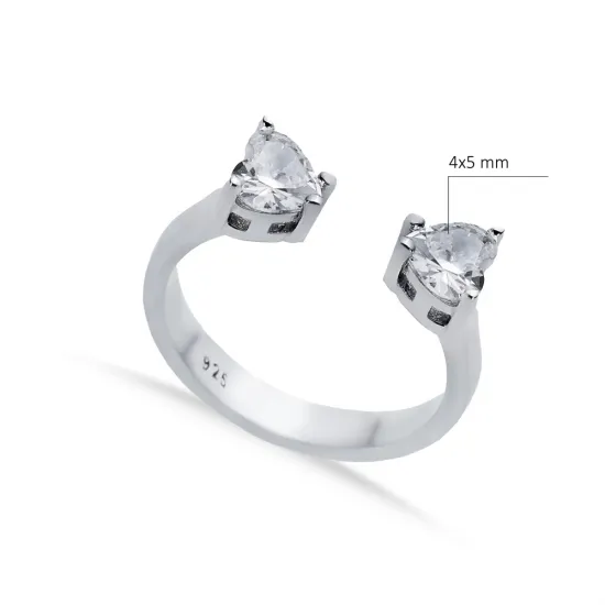 Heart White CZ Adjustable 925 Sterling Silver Ring Heart White CZ Adjustable 925 Sterling Silver Ring