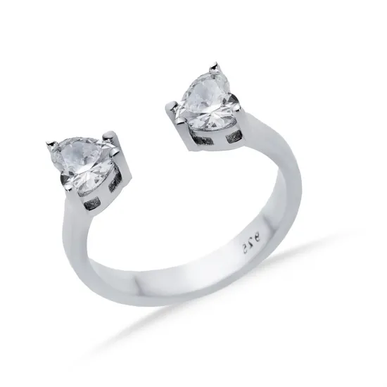 Heart White CZ Adjustable 925 Sterling Silver Ring Heart White CZ Adjustable 925 Sterling Silver Ring