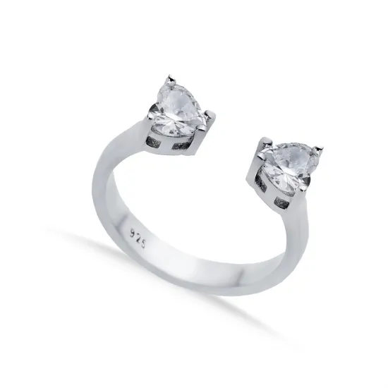 Heart White CZ Adjustable 925 Sterling Silver Ring Heart White CZ Adjustable 925 Sterling Silver Ring