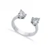Heart White CZ Adjustable 925 Sterling Silver Ring