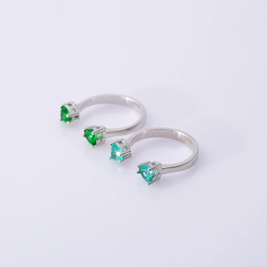 Paraiba CZ Heart Adjustable 925 Sterling Silver Ring | 925 Sterling Silver Wholesale | Sade Silver Paraiba CZ Heart Adjustable 925 Sterling Silver Ring - Sade 925 Silver Jewelry