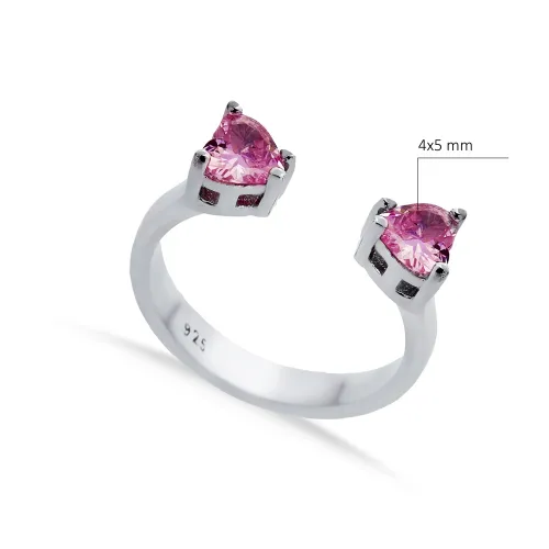 Pink CZ Heart Adjustable 925 Sterling Silver Ring Pink CZ Heart Adjustable 925 Sterling Silver Ring
