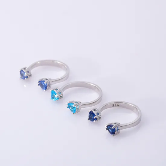 Sapphire CZ Heart Silver Adjustable Ring Sapphire CZ Heart Silver Adjustable Ring