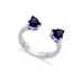 Sapphire CZ Heart Silver Adjustable Ring