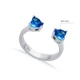 Aquamarine CZ Heart Adjustable 925 Sterling Silver Ring | 925 Sterling Silver Wholesale | Sade Silver Aquamarine CZ Heart Adjustable 925 Sterling Silver Ring - Sade 925 Silver Jewelry
