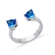 Aquamarine CZ Heart Adjustable 925 Sterling Silver Ring | 925 Sterling Silver Wholesale | Sade Silver Aquamarine CZ Heart Adjustable 925 Sterling Silver Ring - Sade 925 Silver Jewelry