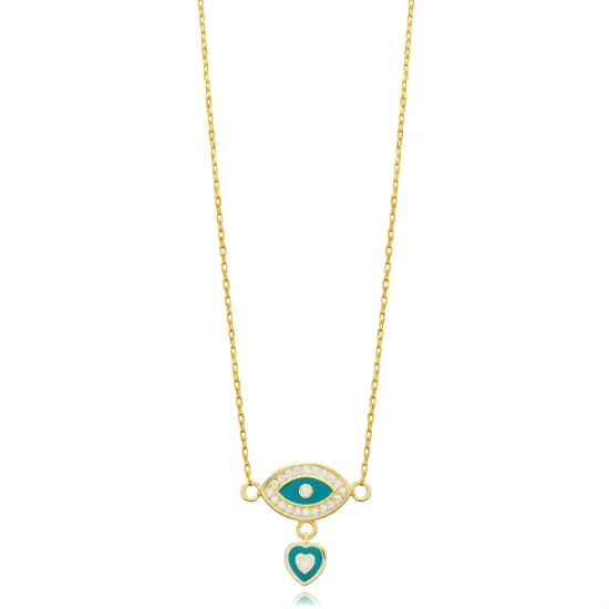 Eye Enamel Heart 925 Sterling Silver Necklace Eye Enamel Heart 925 Sterling Silver Necklace