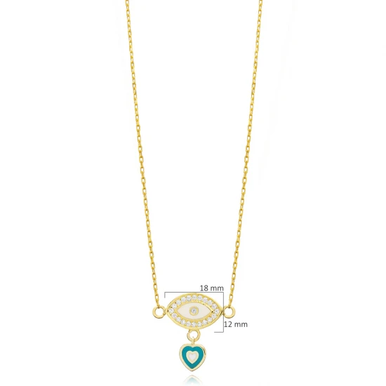 Eye Enamel Heart Sterling Silver Necklace Eye Enamel Heart Sterling Silver Necklace