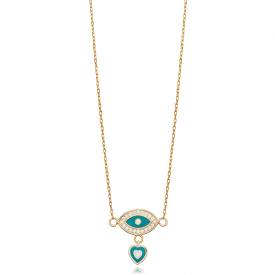 Eye Enamel Heart Sterling Silver Necklace Eye Enamel Heart Sterling Silver Necklace