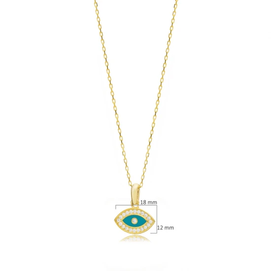 Minimalist Eye Enamel 925 Sterling Silver Necklace