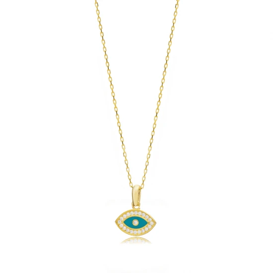 Minimalist Eye Enamel 925 Sterling Silver Necklace