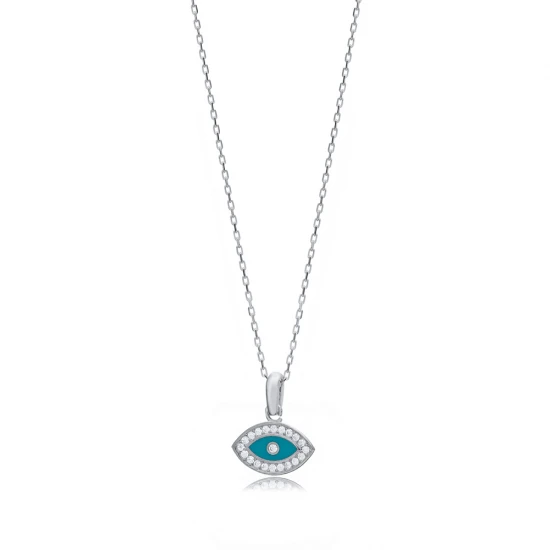 Minimalist Eye Enamel 925 Sterling Silver Necklace