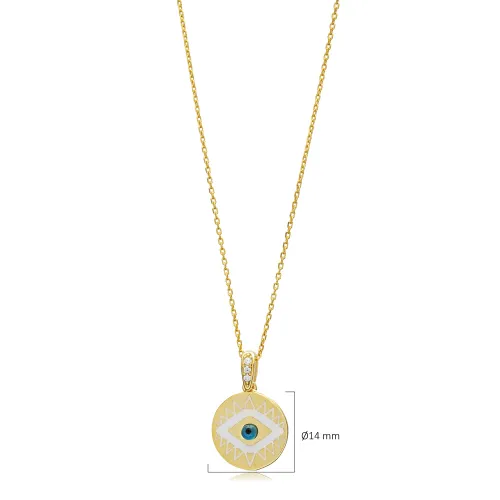 Round Design Evil Eye Enamel Charm Necklace