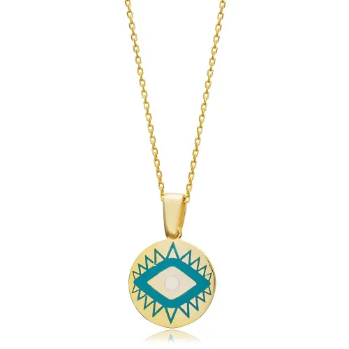 Elegant Round Evil Eye Enamel Charm Necklace