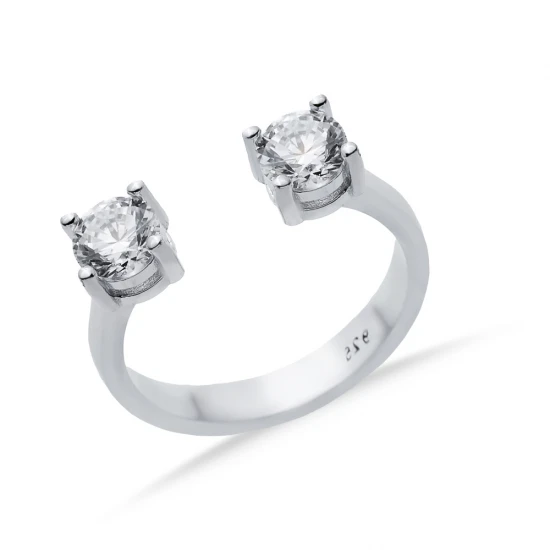 White CZ Round Adjustable 925 Sterling Silver Ring | 925 Sterling Silver Wholesale | Sade Silver White CZ Round Adjustable 925 Sterling Silver Ring - Sade 925 Silver Jewelry