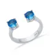 Aquamarine CZ Round Adjustable 925 Sterling Silver Ring