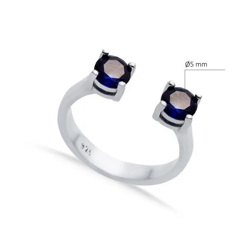 Sapphire CZ Round Adjustable 925 Sterling Silver Ring Sapphire CZ Round Adjustable 925 Sterling Silver Ring