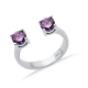 Amethyst CZ Round Adjustable 925 Sterling Silver Ring