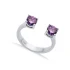 Amethyst CZ Round Adjustable 925 Sterling Silver Ring