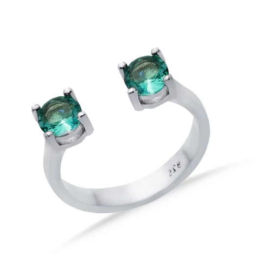 Paraiba CZ Round Adjustable 925 Sterling Silver Ring | 925 Sterling Silver Wholesale | Sade Silver Paraiba CZ Round Adjustable 925 Sterling Silver Ring - Sade 925 Silver Jewelry