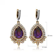 Amethyst Pear Authentic Turkish Dangle Earrings