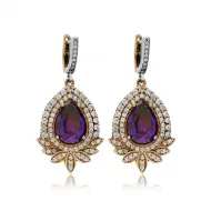 Amethyst Pear Authentic Turkish Dangle Earrings