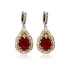 Garnet CZ Pear Dangle Sterling Silver Earrings