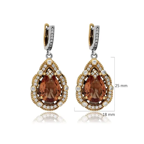 Zultanite CZ Pear Dangle 925 Sterling Silver Earrings