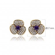 Amethyst CZ Flower Authentic Earrings