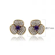 Amethyst CZ Flower Authentic Earrings