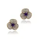 Amethyst CZ Flower Authentic Earrings Amethyst CZ Flower Authentic Earrings