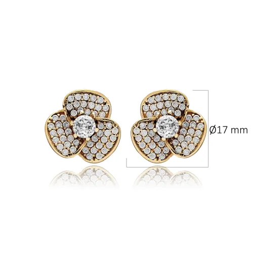 Clear CZ Flower 925 Sterling Silver Earrings