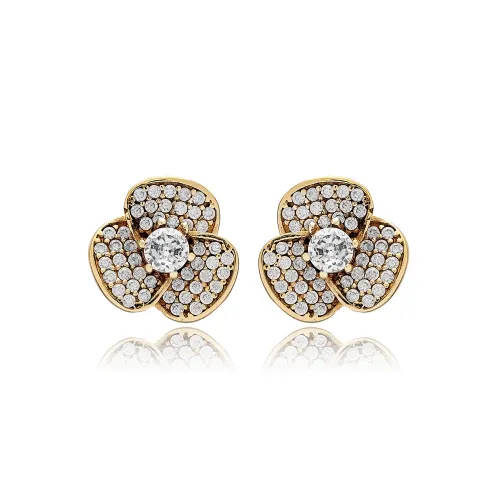 Clear CZ Flower 925 Sterling Silver Earrings