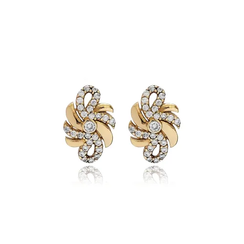 Clear CZ Flower Sterling Silver Earrings