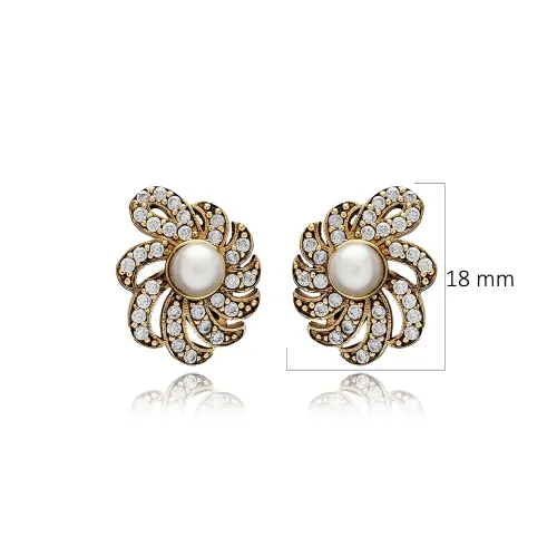 Pearl CZ Flower 925 Sterling Silver Earrings