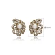 Pearl CZ Flower 925 Sterling Silver Earrings | 925 Sterling Silver Wholesale | Sade Silver Pearl CZ Flower 925 Sterling Silver Earrings - Sade 925 Silver Jewelry