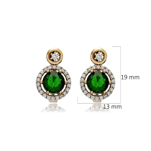 Emerald Round 925 Sterling Silver Earrings