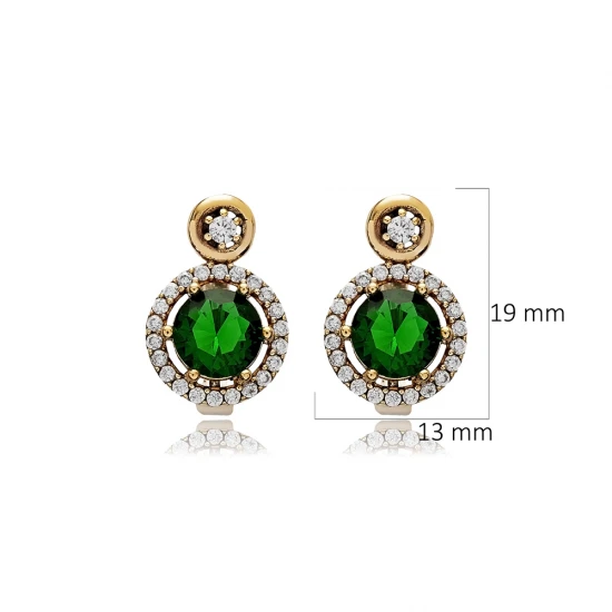 Emerald Round 925 Sterling Silver Earrings