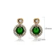 Emerald Round 925 Sterling Silver Earrings