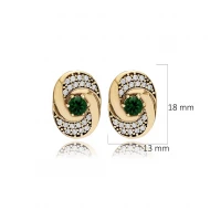 Emerald CZ Round 925 Sterling Silver Earrings