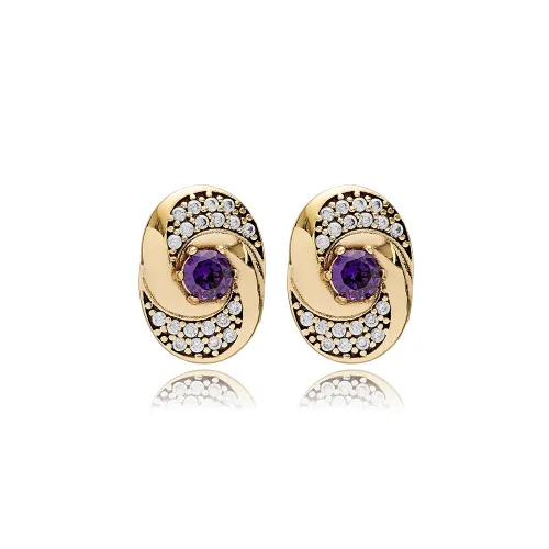 Amethyst CZ Round 925 Sterling Silver Earrings