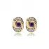 Amethyst CZ Round Design Authentic Earrings